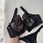 ست شورت و سوتین تور گاز مشکی پلنگی - تصویر 8